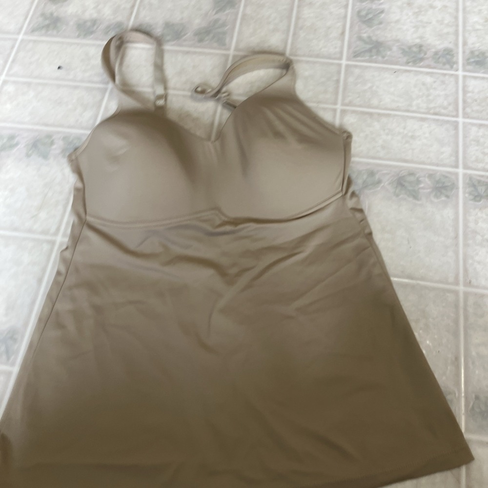 RHONDA SHEAR SIZE LARGE NUDE CAMI TOP WITH SHELF BRA, BRAND NEW, STYLE 0012